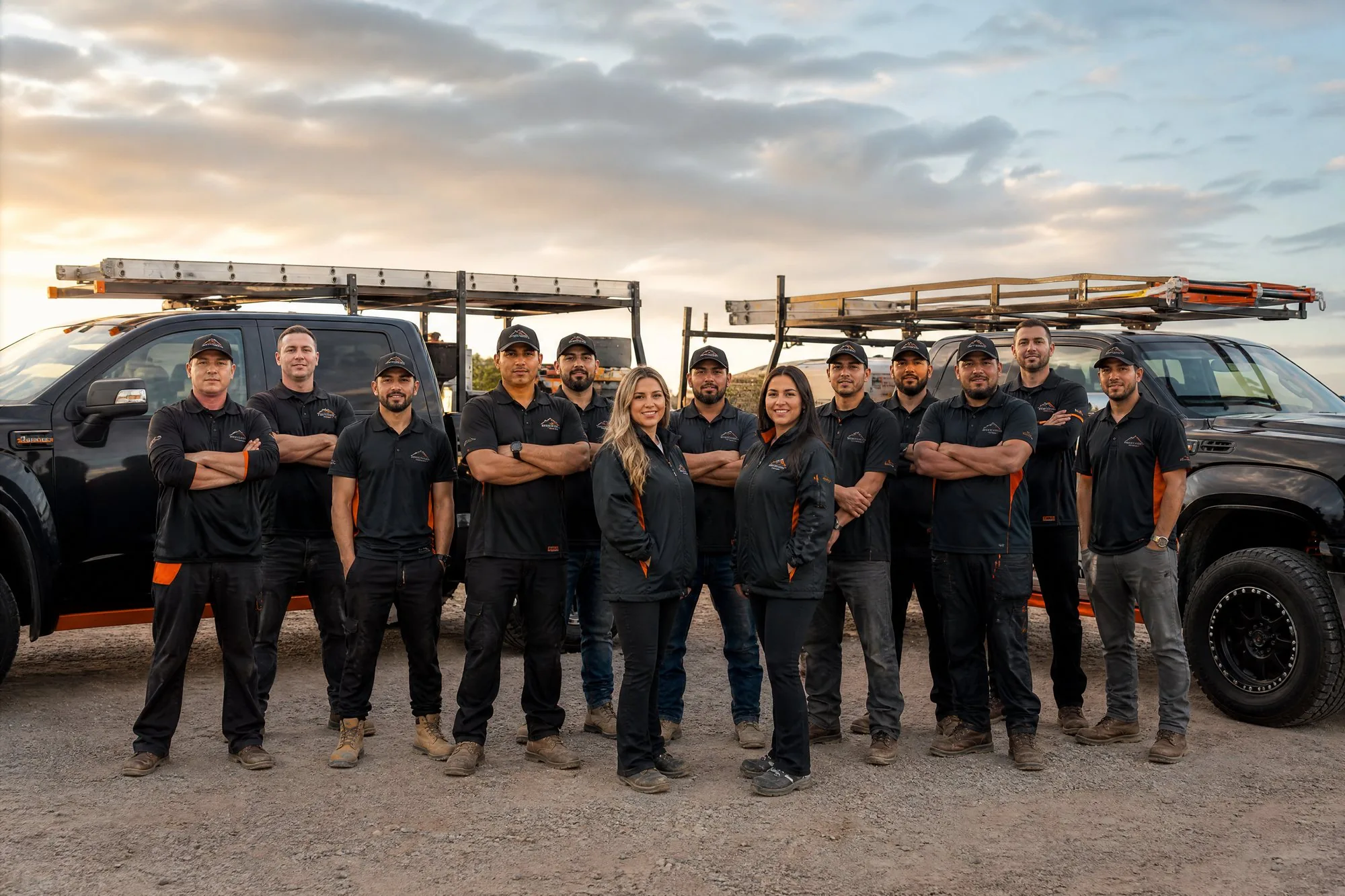 The TSC Roofing Solutions crew with their trucks